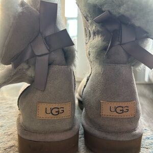 UGG Bailey Bow Purple Suede Boots with Ribbon Accents